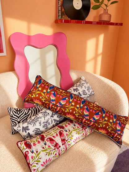 Midnight parrots- statement lumbar pillow