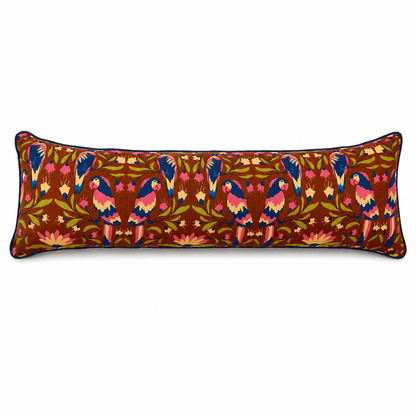 Midnight parrots- statement lumbar pillow